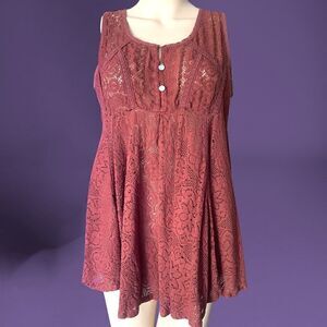 IN LUV Lace Brown Tank Size M